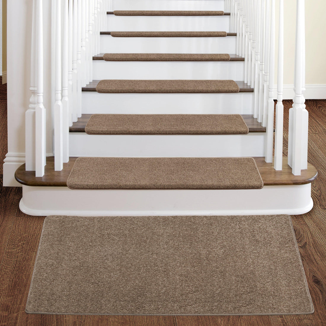 Pure Era Bullnose Carpet Stair Treads Non-slip Tape Free Pet Friendly Indoor Stair Protectors 