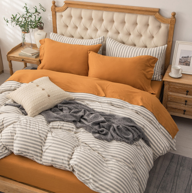 Pure Era - T-shirt Cotton Jersey Knit Bed Sheet Set - Burnt Orange