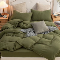 T-shirt Cotton Jersey Duvet Cover Set - Olive Green - Pure Era