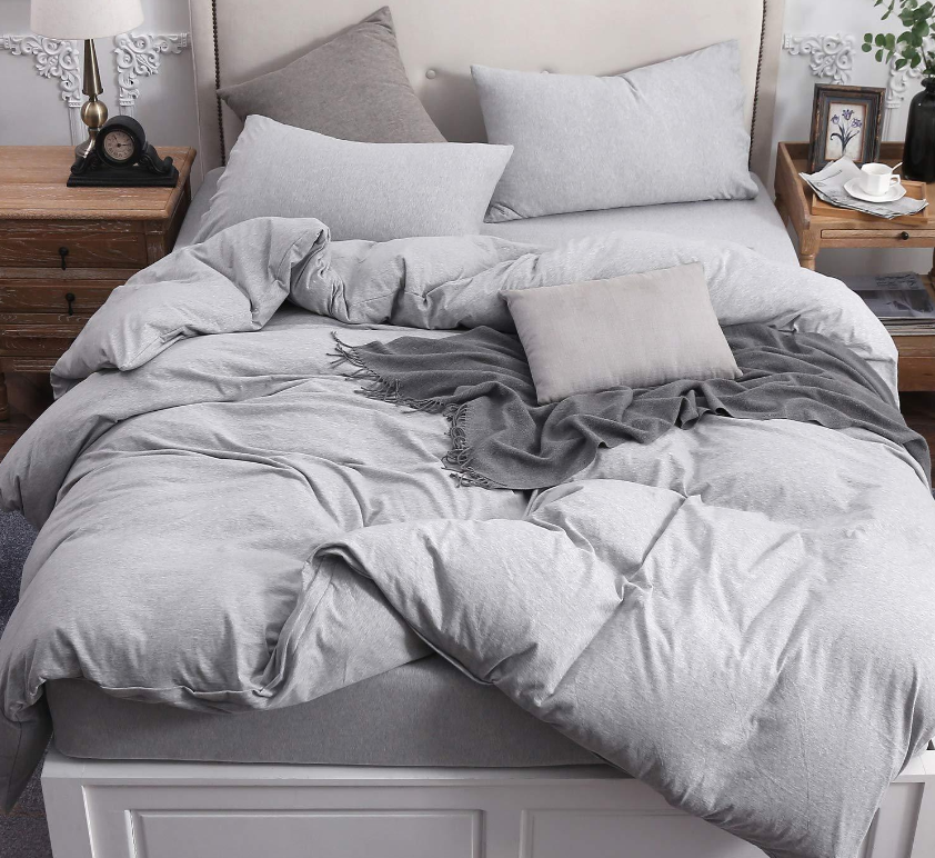 T-shirt Cotton Jersey Duvet Cover Set - Gray - Pure Era