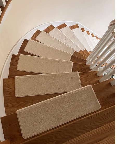 Pure Era - Non-slip Tape Free Bullnose Carpet Stair Treads Pet Friendly Peel and stick 