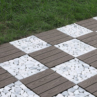 Pure Era -12''x12''  Interlocking Patio Tiles Stone Deck Tiles - Sliced Gray and White
