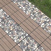 Pure Era - 12''x12'' Interlocking Patio Tiles Stone Deck Tiles - Sliced Mixed Color