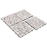 Pure Era - 12''x12'' Interlocking Patio Tiles Stone Deck Tiles - Sliced Tan
