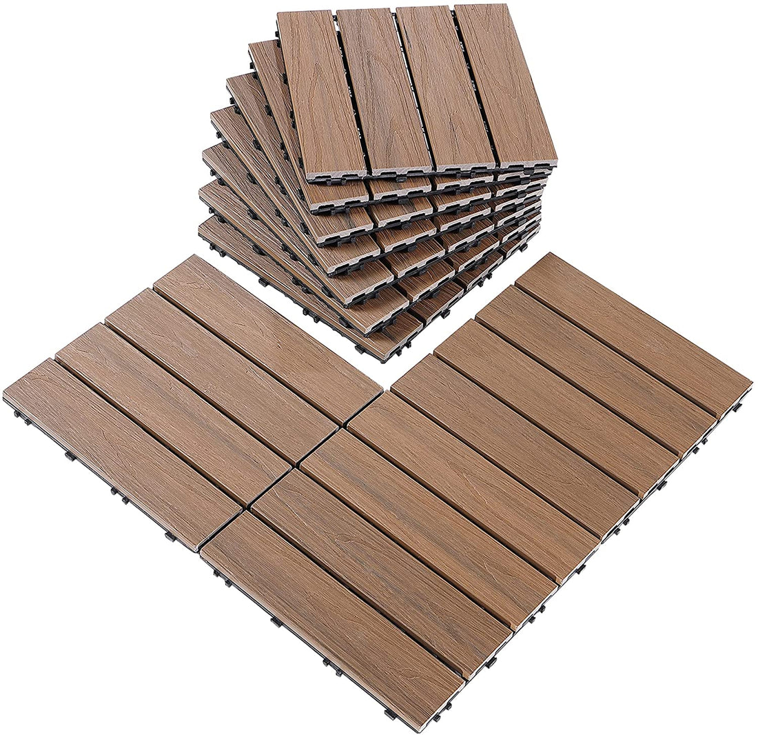 Pure Era - Interlocking Patio Tiles Composite Deck Tiles - Light Brown