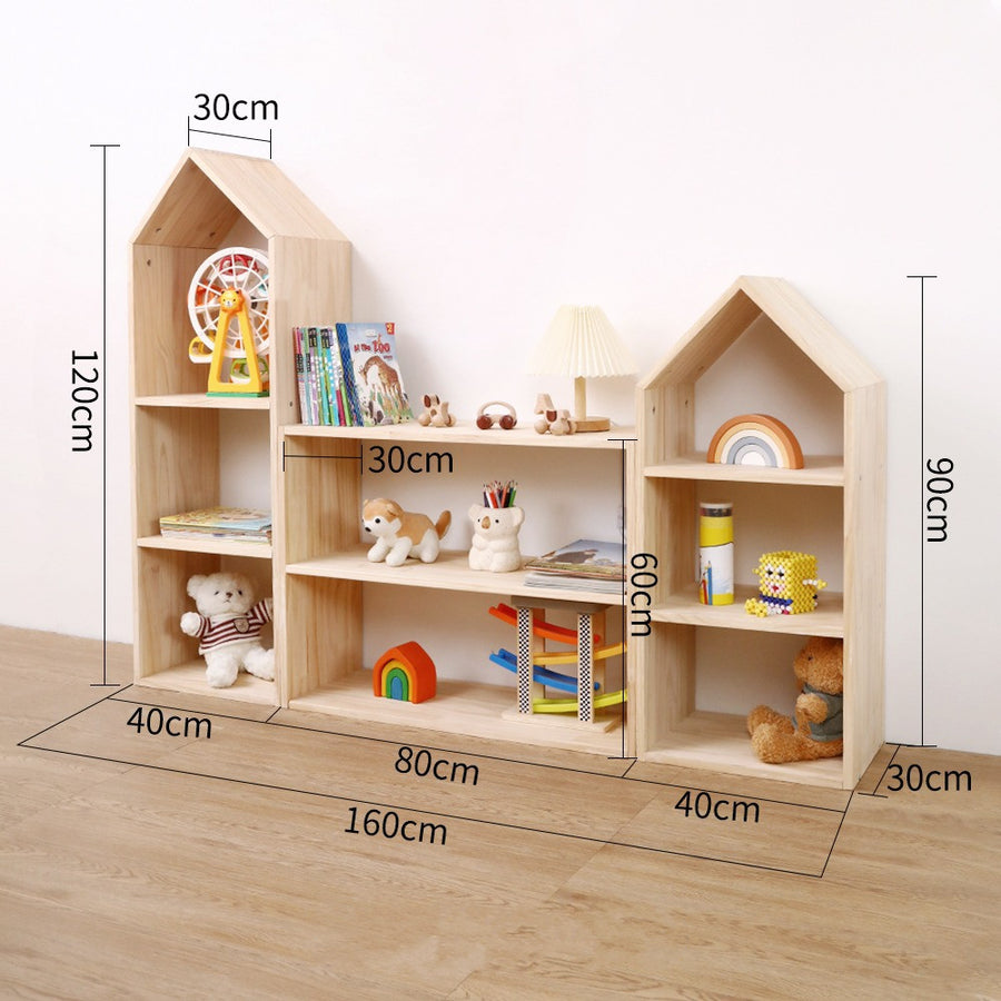 Household children's bookshelf room type toy storage locker solid wood bookshelf toy storage rack 2 in 1 combination cabinet