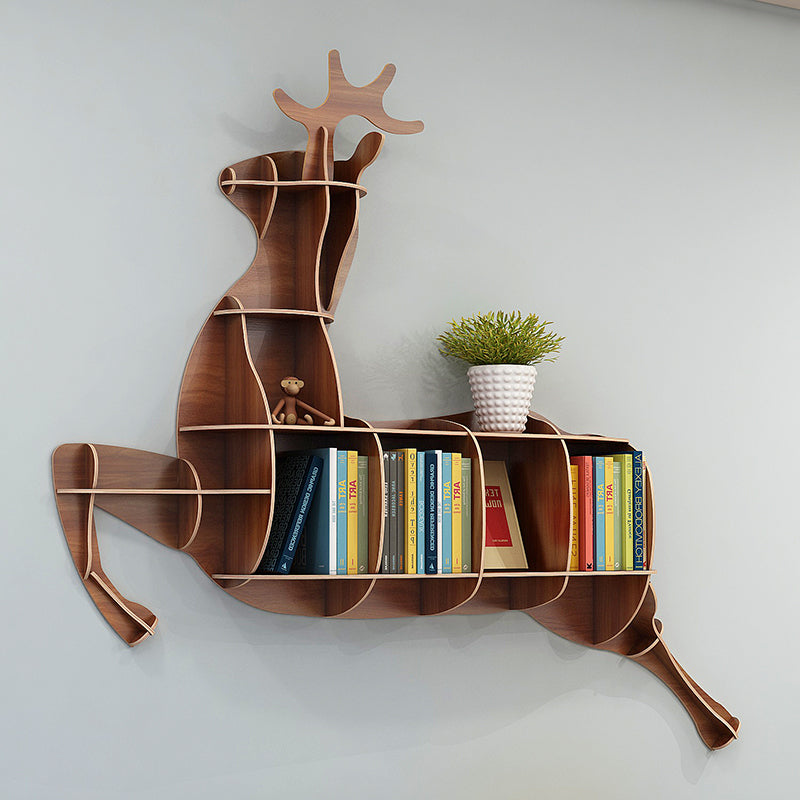 Kids Creative Deer Bookshelf Locker Wall-mounted Wooden