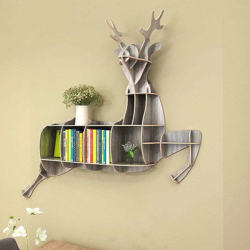 Kids Creative Deer Bookshelf Locker Wall-mounted Wooden