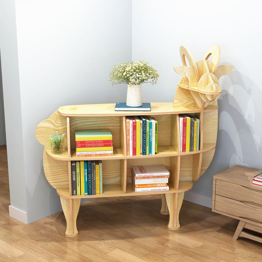 Kids Creative Goat & Kangaroo Bookshelf Locker Wooden