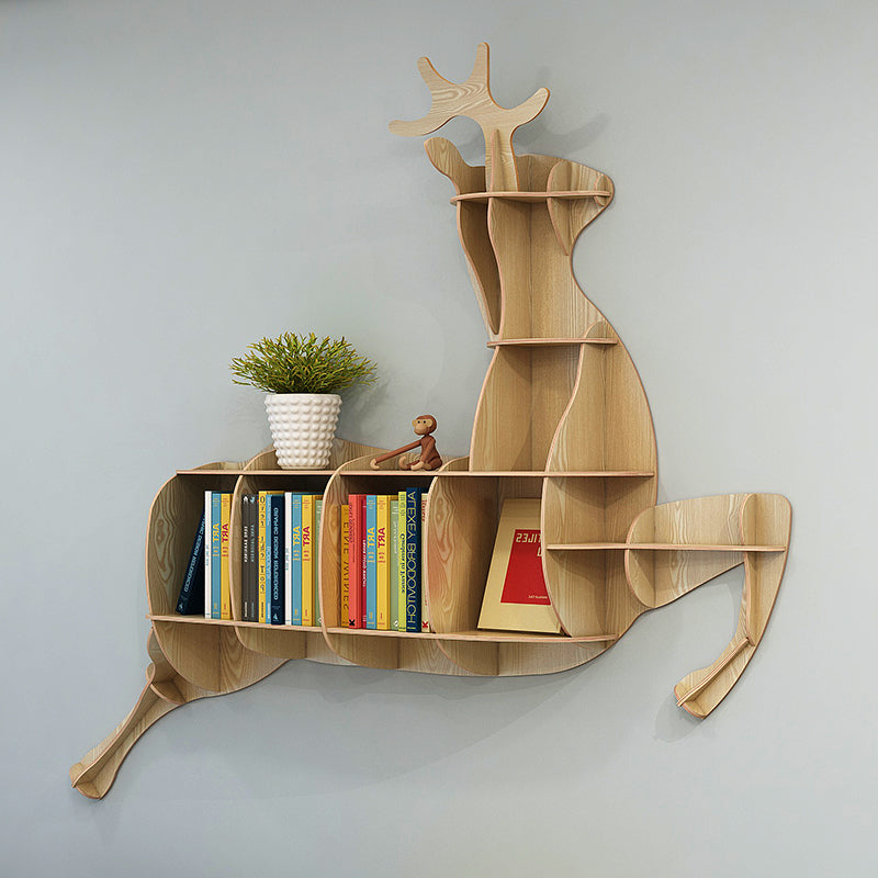 Kids Creative Deer Bookshelf Locker Wall-mounted Wooden