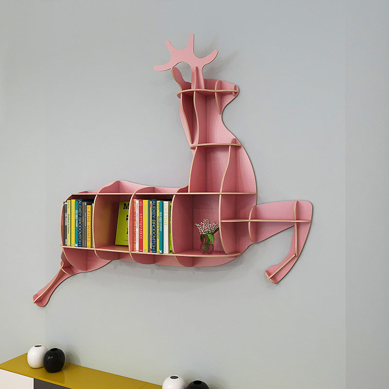 Kids Creative Deer Bookshelf Locker Wall-mounted Wooden